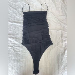 Black ruched bodysuit